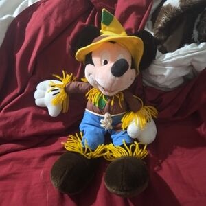 Disney Scarecrow Mickey Mouse  2017  16" Plush Stuffed Animal Toy Fall Holloween